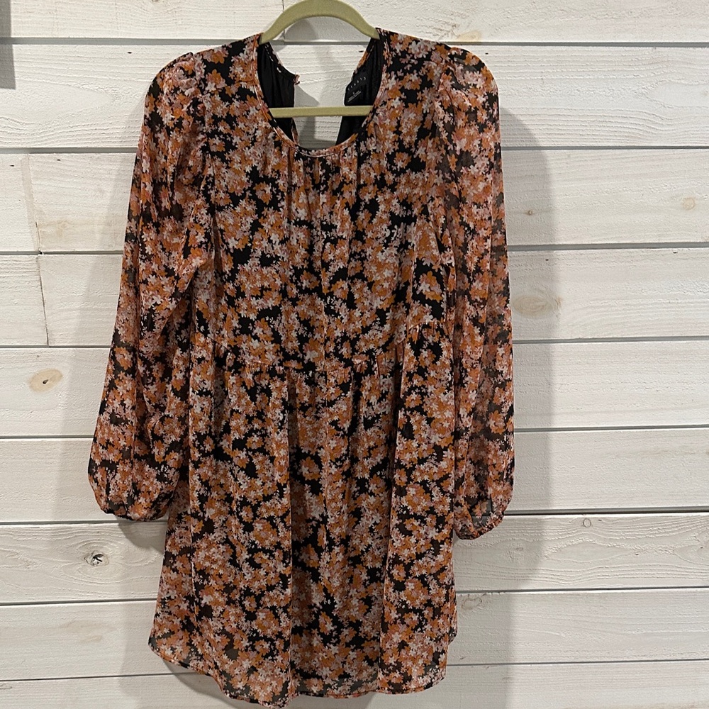 Sanctuary Black and Orange Floral Dress